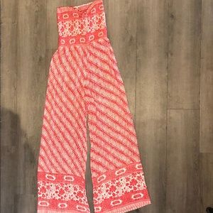 Free People Red and White Jumpsuit
